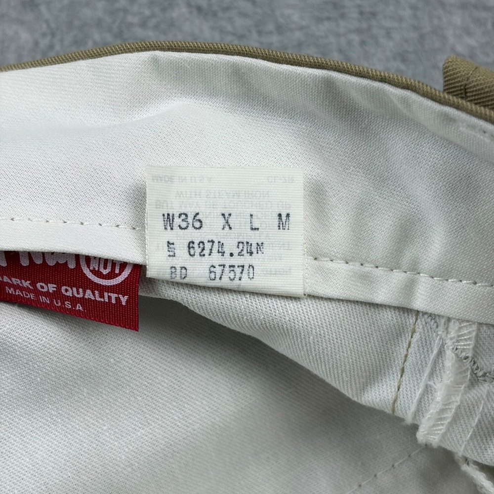 Vintage Tuf Nut Pants Mens 36x30 Khaki Twill Pearl Snap Pocket 70s Western USA - Picture 6 of 11